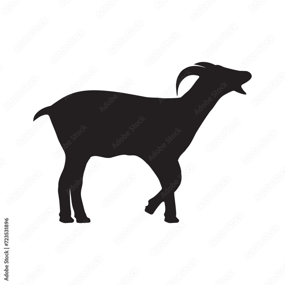 Goat vector icon silhouette. Black goat side view. Farm goat animal logo design vector illustration
