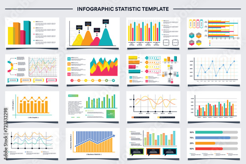 Collection of vector stats info graphic business financial graph reports marketing photo