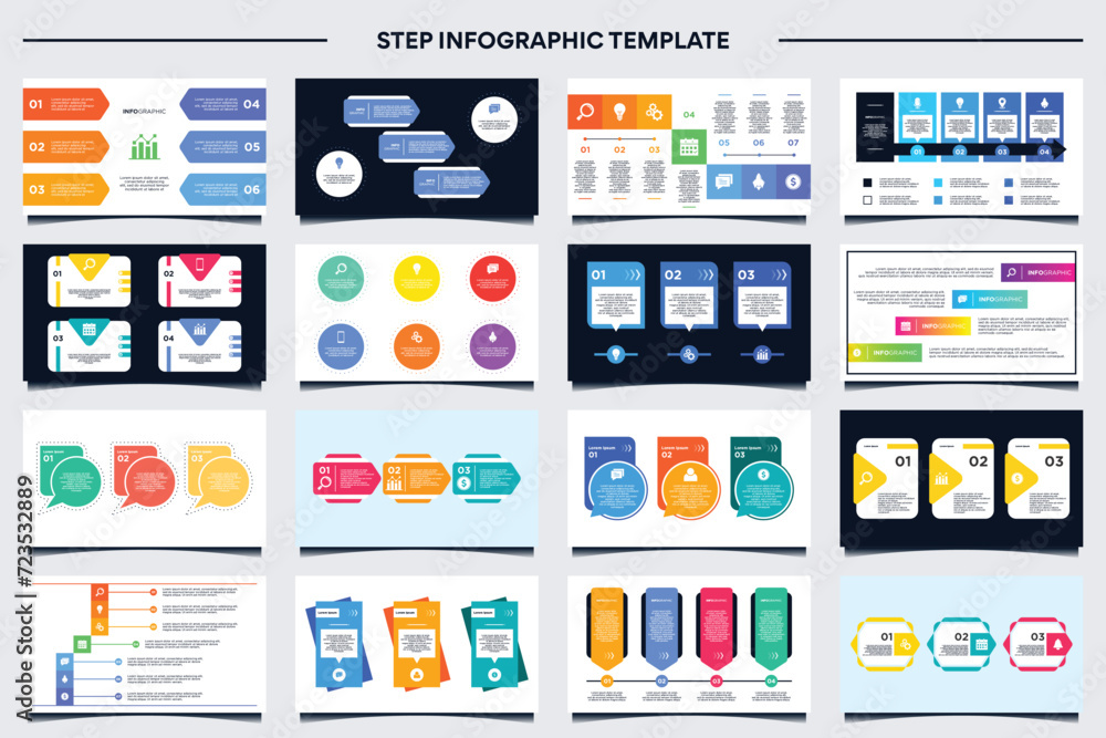 Collection of element info graphic step template design Collection of element info graphic step template design