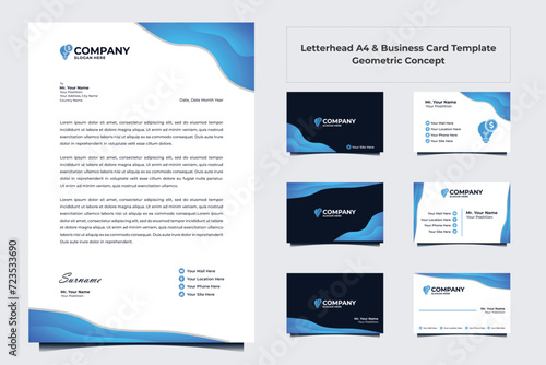 Collection of business card and letter head template wave concept design vector