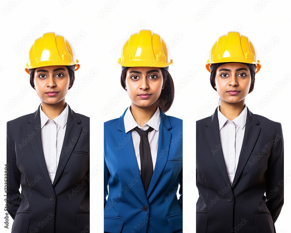 Business Professionals Wearing Safety Helmets Business Professionals Wearing Safety Helmets