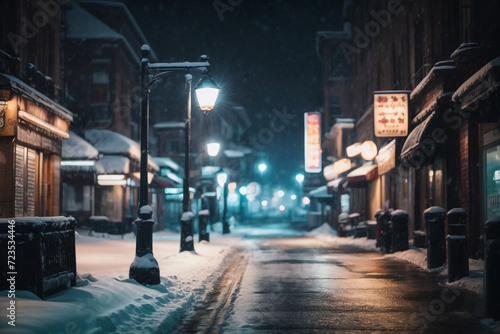 snow street at night
