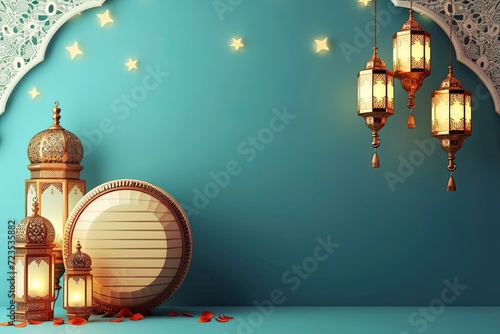 eid mubarak design with realistic drum photo