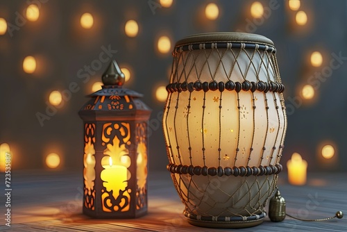 eid mubarak design with realistic drum