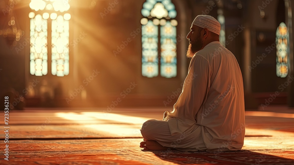 Senior Old Man Praying In The Mosque Senior Old Man Praying In The Mosque