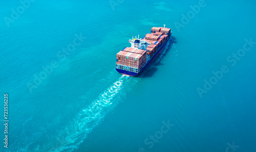 Business trip with ship of partner connection Container Cargo freight ship for Import Export ,which The logistic and transportation of International scene
