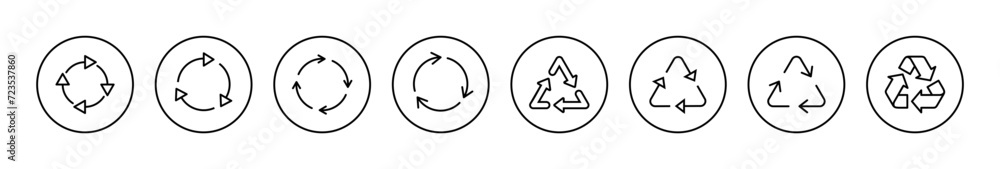 Recycle icon vector. Recycling sign and symbol. Recycle icon vector. Recycling sign and symbol.