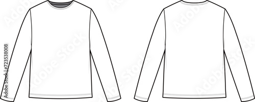 Print op canvas Technical flat sketch of Men's T-shirt