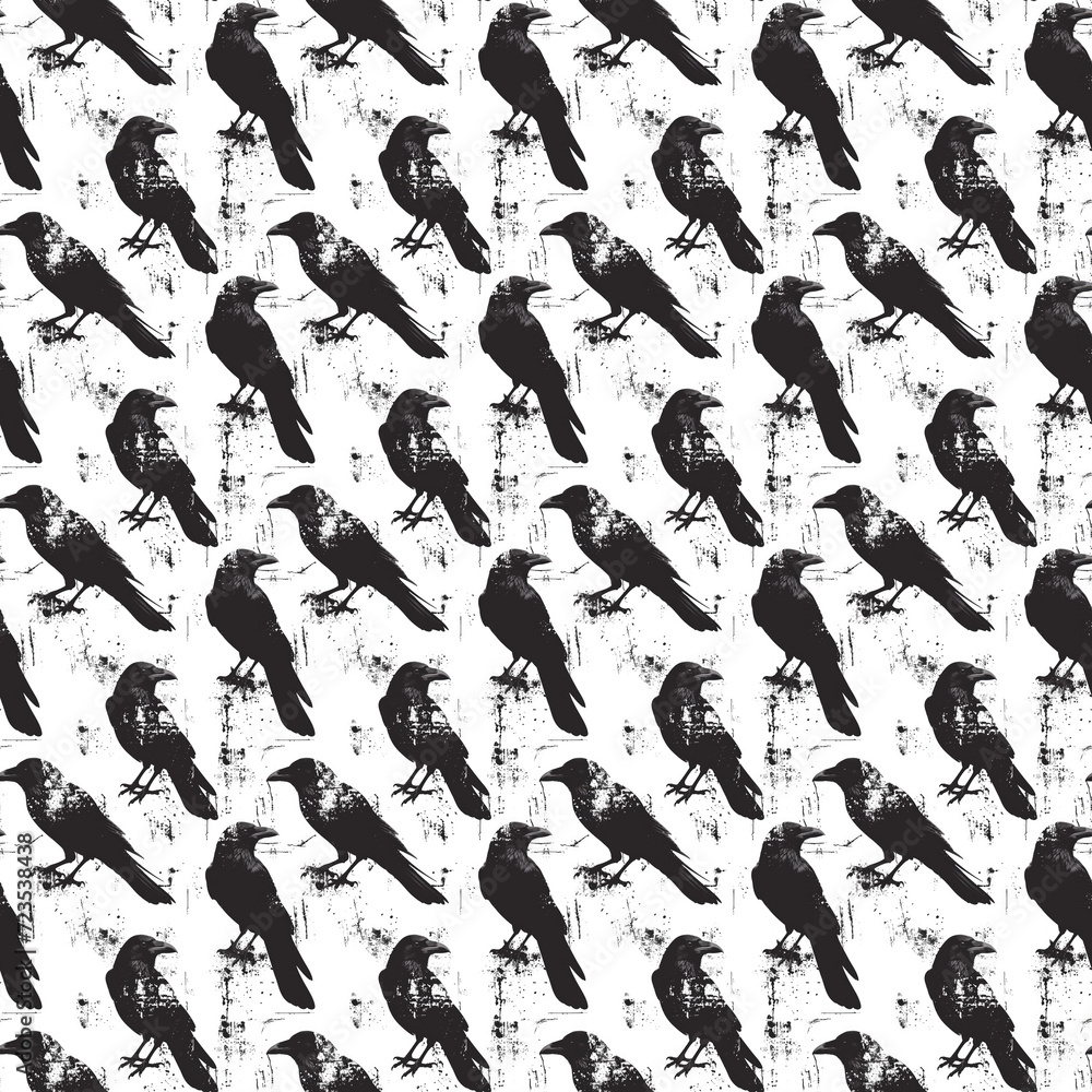 seamless pattern with ink crows seamless pattern with ink crows