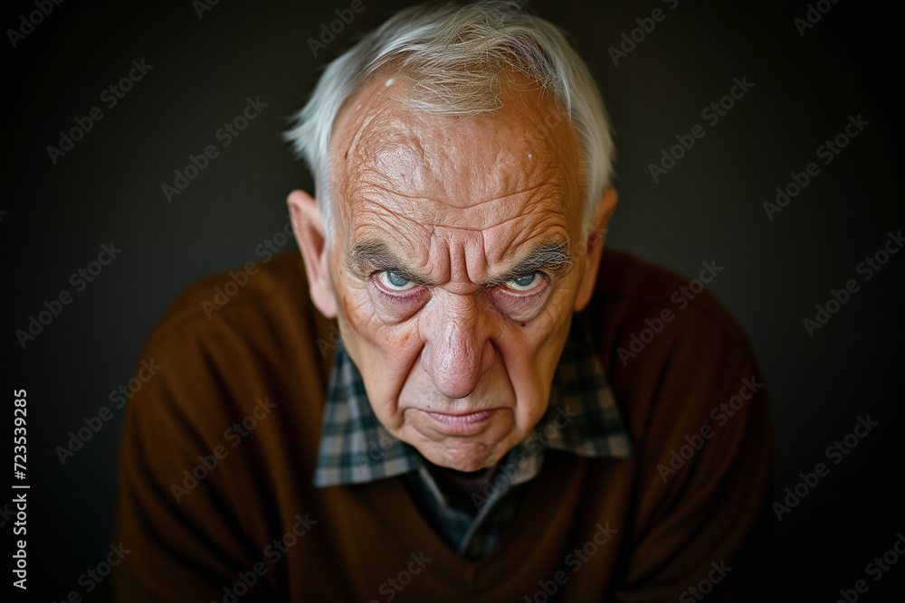 An old man with an angry face. concept of old people and emotions. An old man with an angry face. concept of old people and emotions.