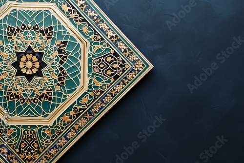 highly detailed and ornate design on a flat surface against a dark blue background