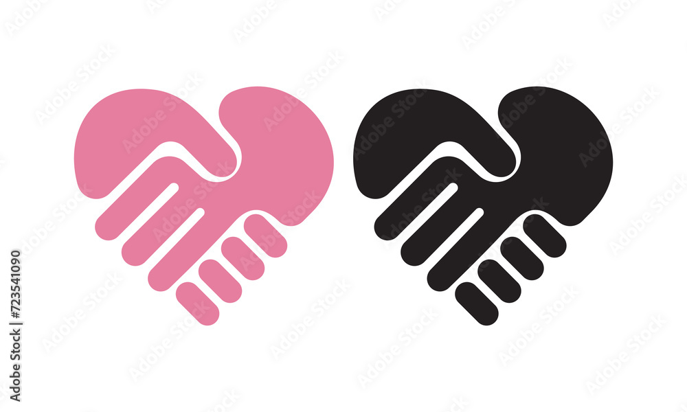 Love hand care hand shake icon logo design,symbol, agreement icon. Handshake icon. Vector illustration. Love hand care hand shake icon logo design,symbol, agreement icon. Handshake icon. Vector illustration.
