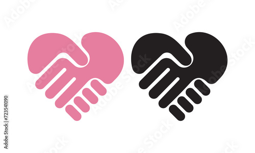 Love hand care hand shake icon logo design,symbol, agreement icon. Handshake icon. Vector illustration.