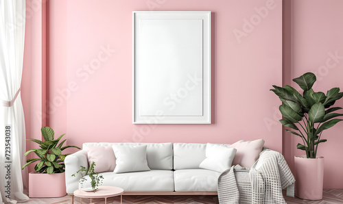 Frame mockup  pastel tone interior design  Generative AI 