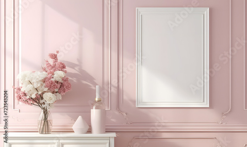 Frame mockup  pastel tone interior design  Generative AI 