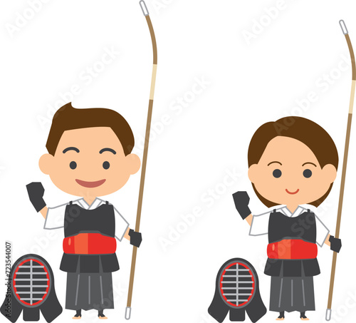 薙刀選手のイメージイラスト（男女セット）