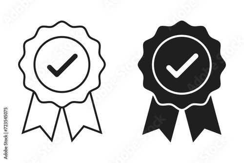 approved or certified badge icon. certificate, verification, approval, recommended badge with tick. vector illustration on transparent background.