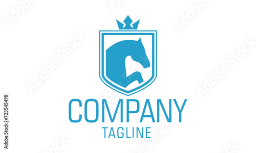 Blue Color Horse Head Crest Logo Design