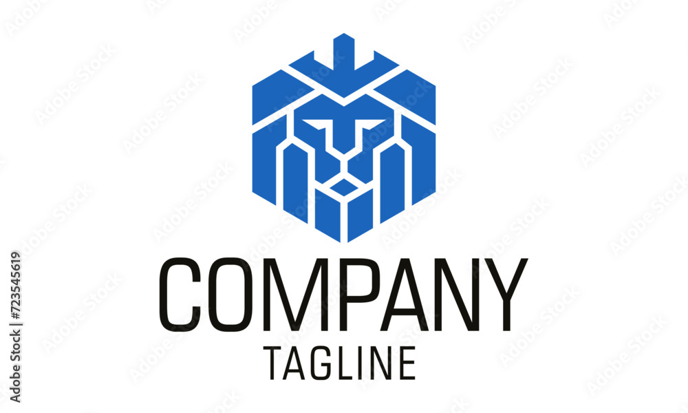 Blue Color Lion Head Logo Design Blue Color Lion Head Logo Design