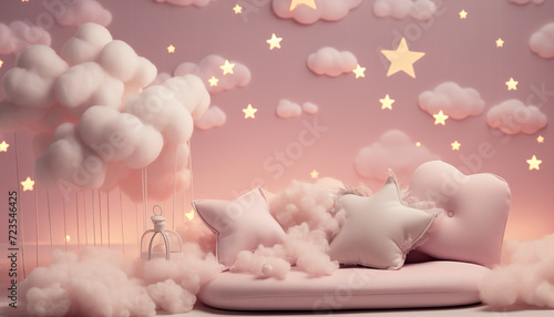 baby photography set with pastel pink tone