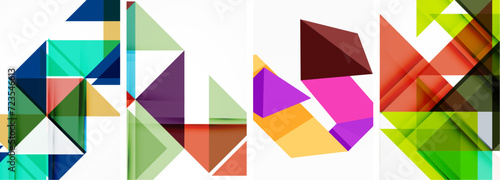 Set of abstract random triangle composition backgrounds. Vector illustration for for wallpaper, business card, cover, poster, banner, brochure, header, website