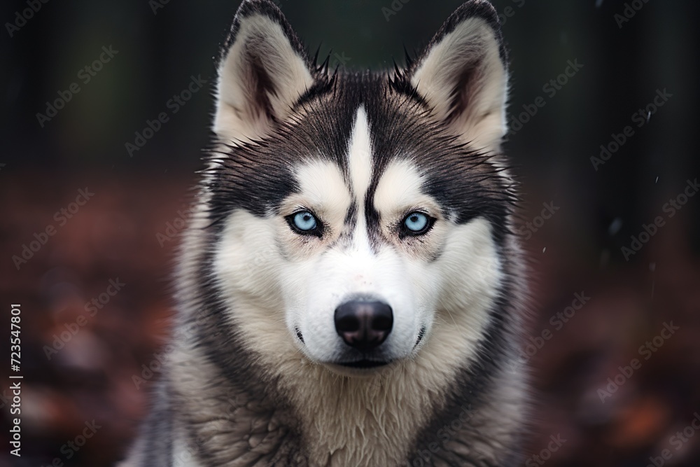 adorable shot of siberian husky in a forest