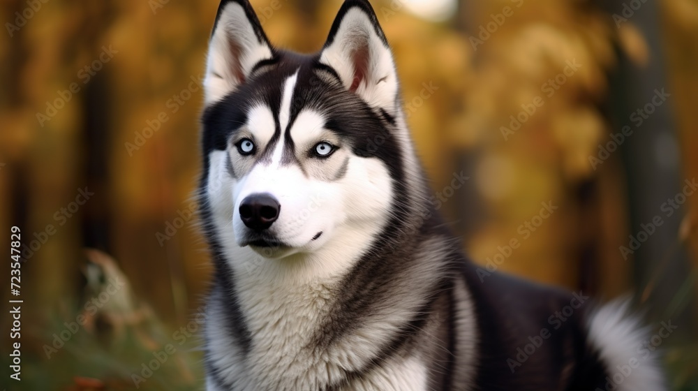 adorable shot of siberian husky in a forest adorable shot of siberian husky in a forest