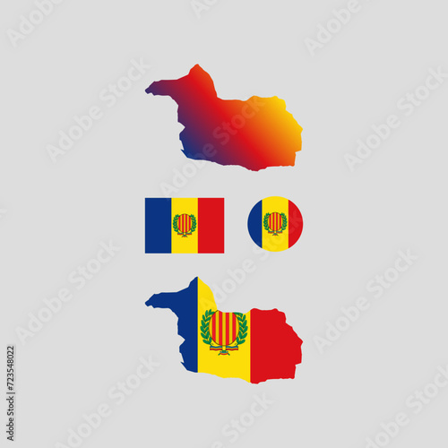 Andorra Sant Julia de Loria provincial flag and map vectors set.... photo