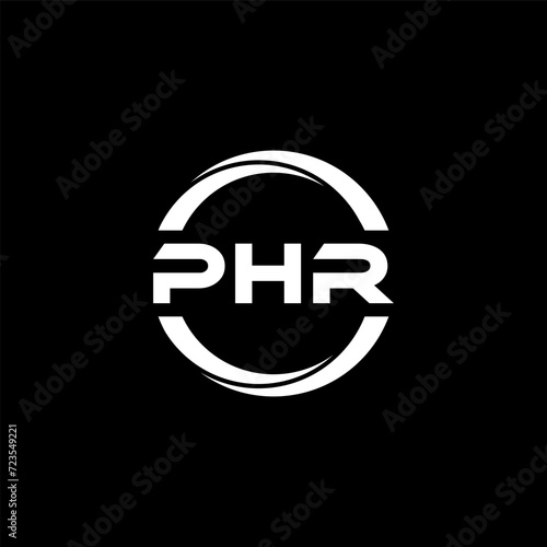 PHR letter logo design with black background in illustrator, cube logo, vector logo, modern alphabet font overlap style. calligraphy designs for logo, Poster, Invitation, etc.