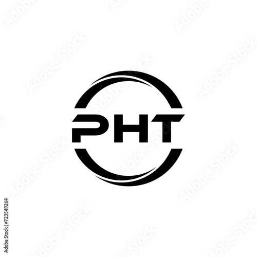 PHT letter logo design with white background in illustrator, cube logo, vector logo, modern alphabet font overlap style. calligraphy designs for logo, Poster, Invitation, etc. photo