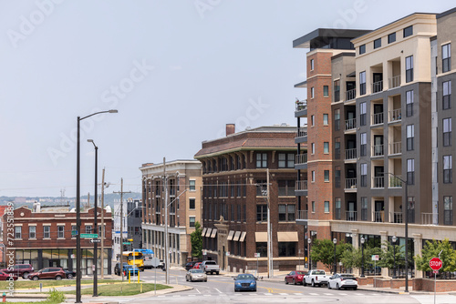 Afternoon view of the historic buildings of the River Market neighborhood of Kansas City, Missouri, USA. photo