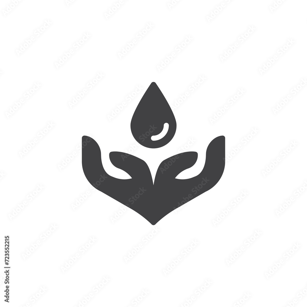 Hands with water drop vector icon Hands with water drop vector icon