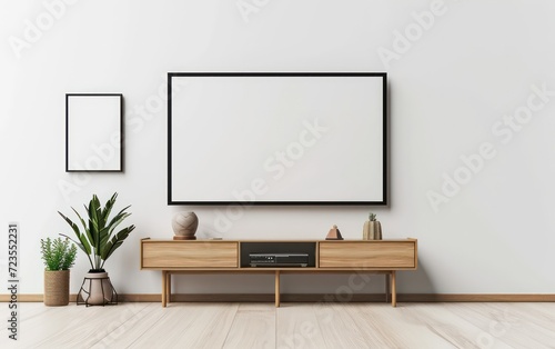 Minimalist blank frame mockup set against a pristine white background,