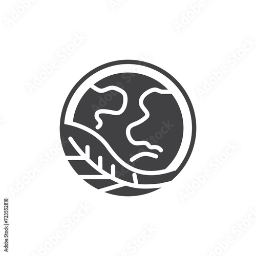 Globe with leaf vector icon