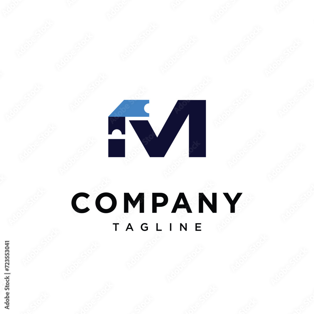 Letter M Ticket Logo icon vector template