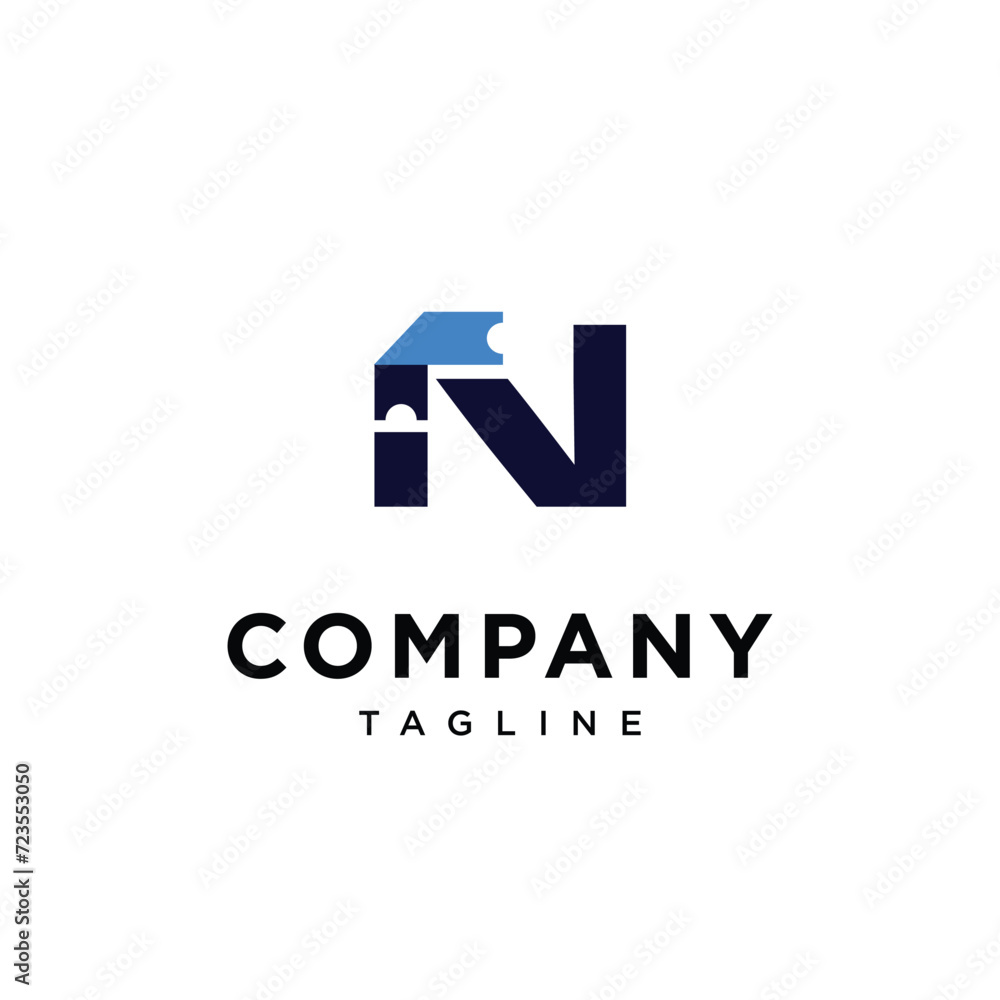 Letter N Ticket Logo icon vector template