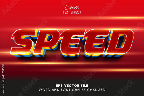 Speed neon glow 3d editable vector text effect