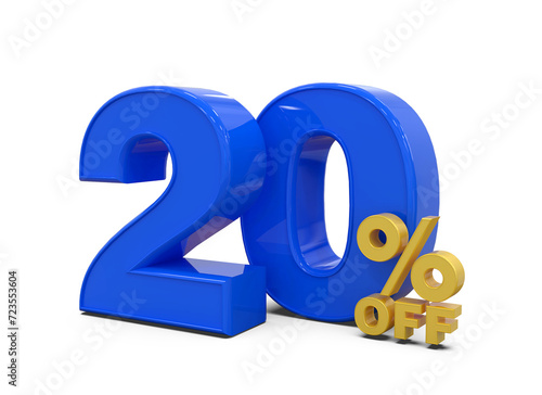 20% Sale Off Discount Blue 3D