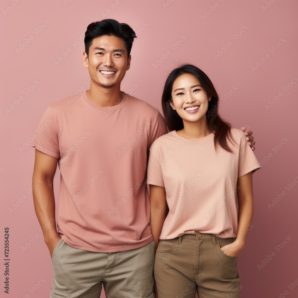 A Happy Young Asian Couple Posing for a Photo A Happy Young Asian Couple Posing for a Photo