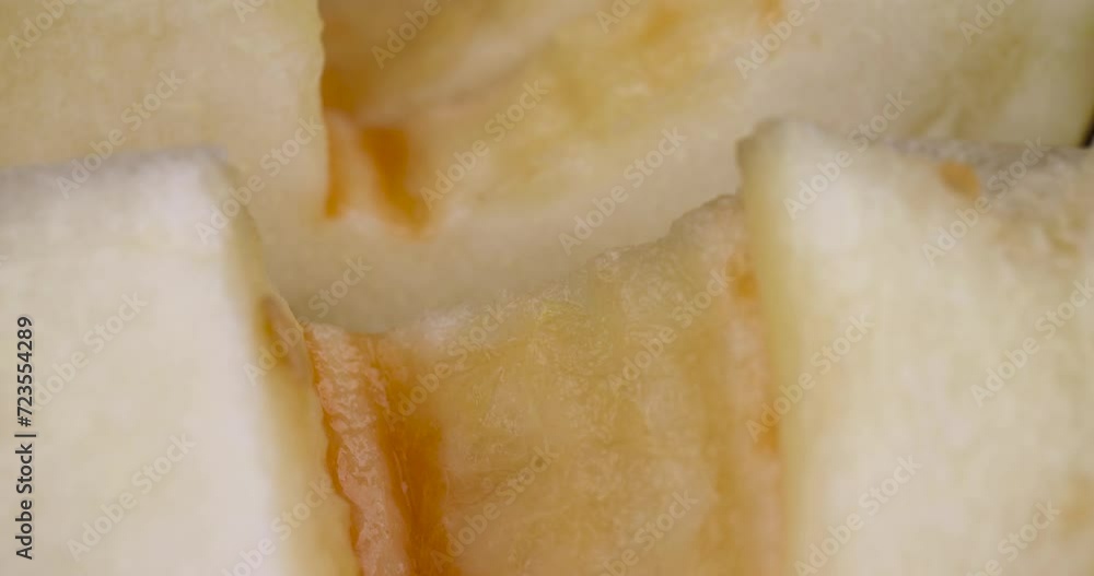 sliced sweet yellow melon, cooking with golden melon, close up sliced sweet yellow melon, cooking with golden melon, close up