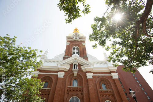 Daytime view of a historic church in the Quality Hill neighborhood of downtown Kansas City, Missouri, USA. photo