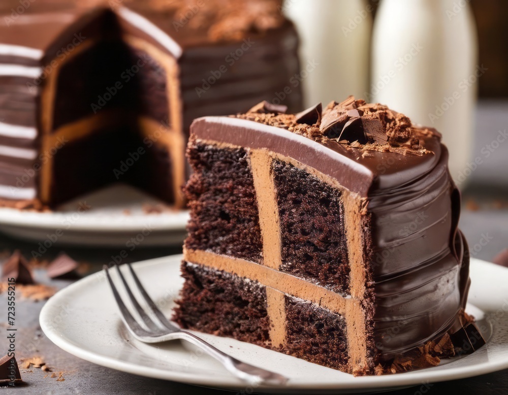 Decadent Delight: A Slice of Chocolate Layer Cake