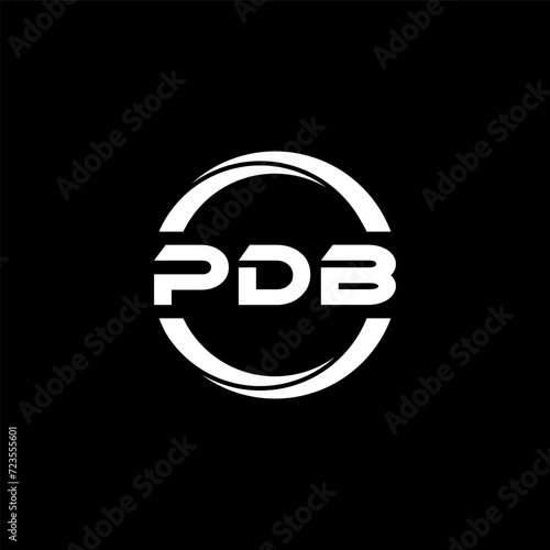 PDB letter logo design with black background in illustrator, cube logo, vector logo, modern alphabet font overlap style. calligraphy designs for logo, Poster, Invitation, etc.