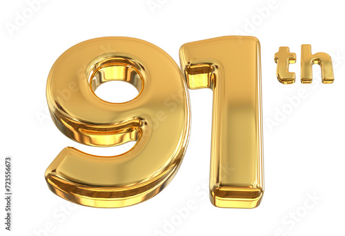 91th Anniversary Gold Number 3d photo