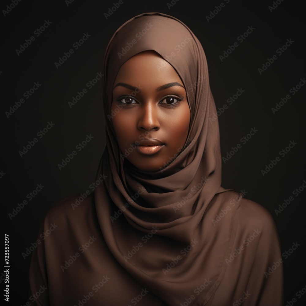 Beautiful woman wearing a brown hijab, Fictional character created by Generated AI. Beautiful woman wearing a brown hijab, Fictional character created by Generated AI.