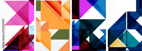Set of abstract random triangle composition backgrounds. Vector illustration for for wallpaper, business card, cover, poster, banner, brochure, header, website