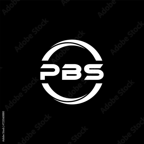 PBS letter logo design with black background in illustrator, cube logo, vector logo, modern alphabet font overlap style. calligraphy designs for logo, Poster, Invitation, etc. photo