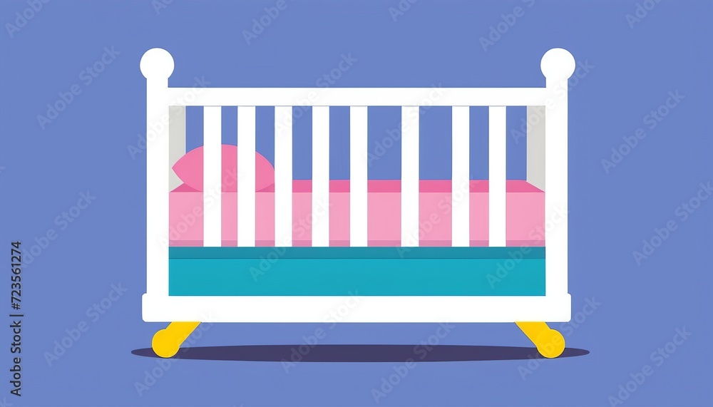 Printable Vector of Baby Crib - Modern Flat Style Icon Printable Vector of Baby Crib - Modern Flat Style Icon