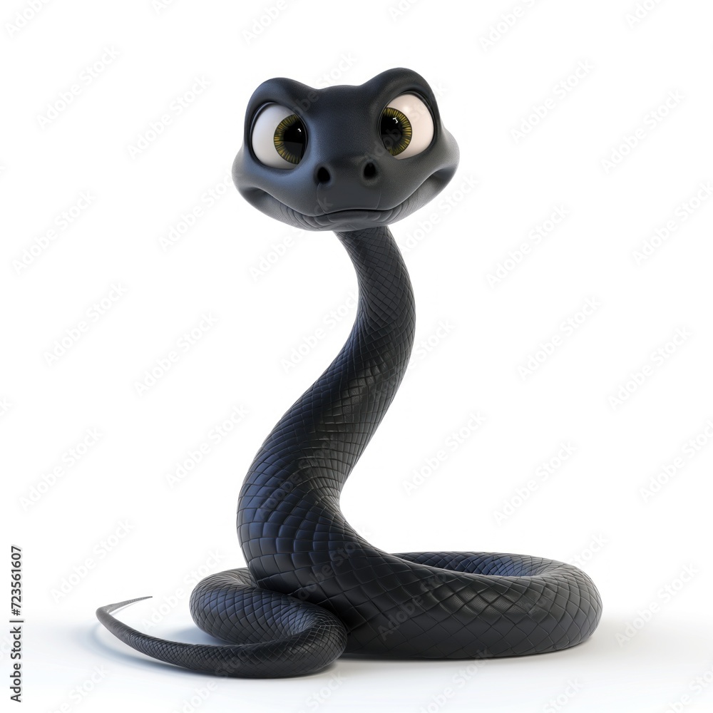 Black snake on a white background in cartoon style
Black snake on a white background in cartoon style