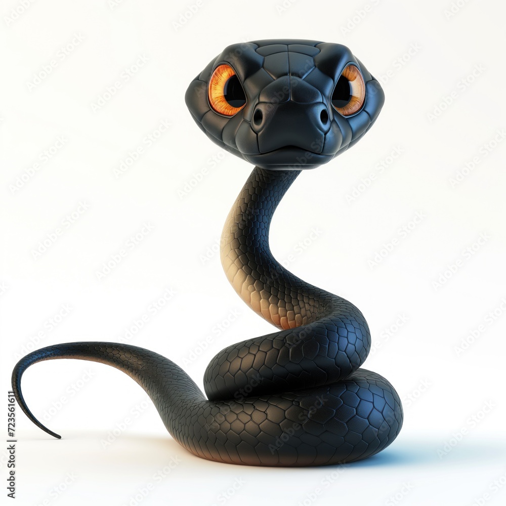 Black snake on a white background in cartoon style
Black snake on a white background in cartoon style